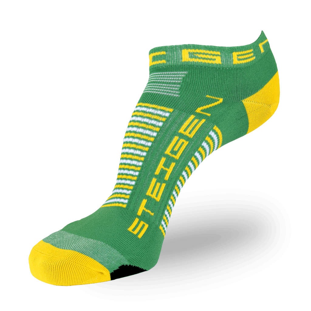 Green and Gold Zero Running Socks