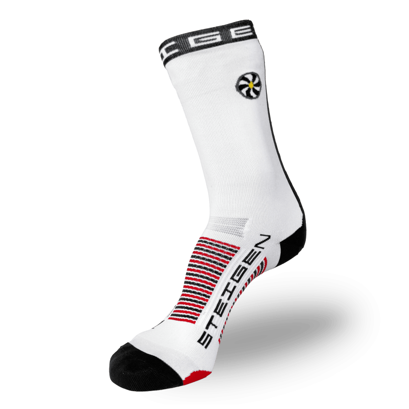 Race Stripe White  Running Socks ¾ Length