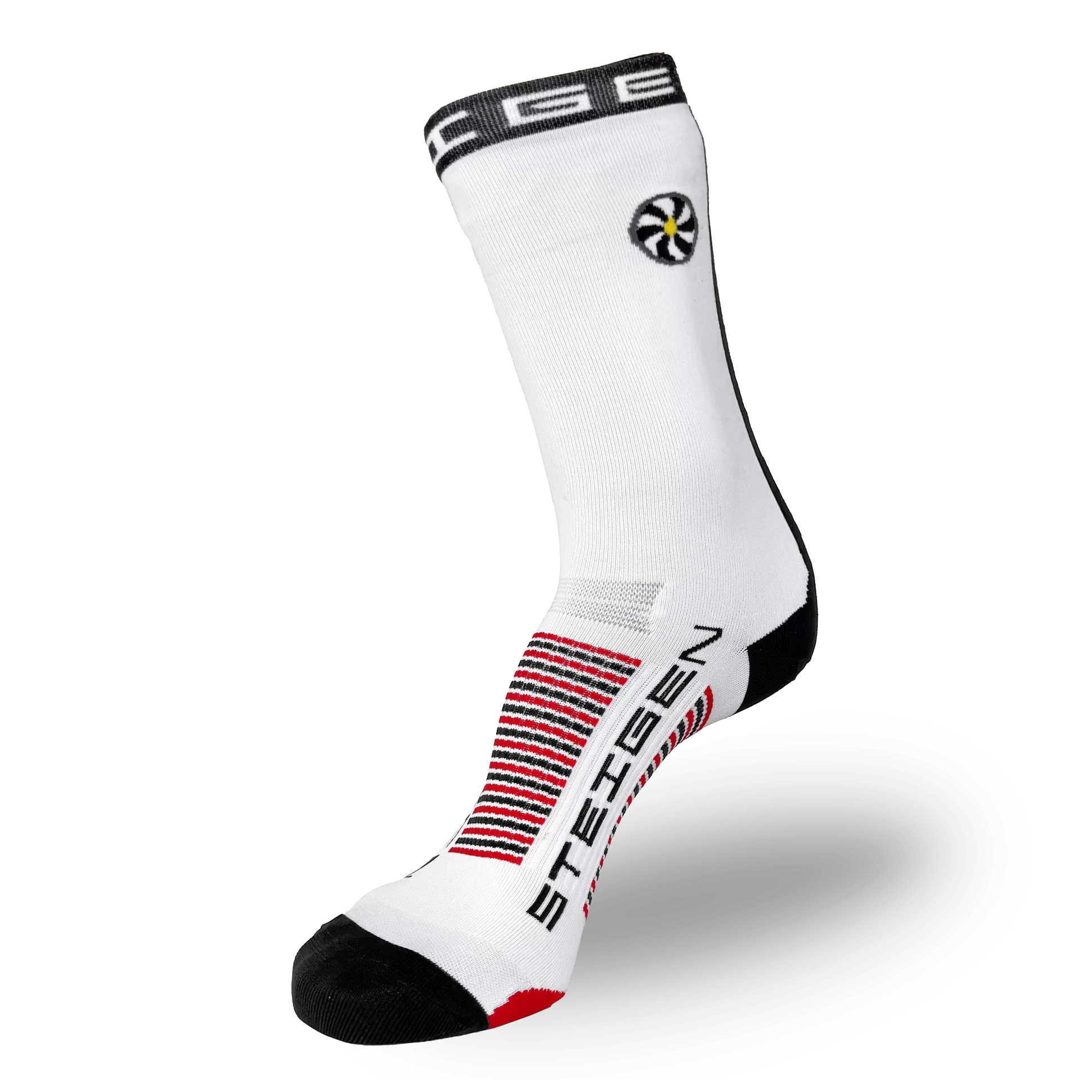 Race Stripe White  Running Socks ¾ Length