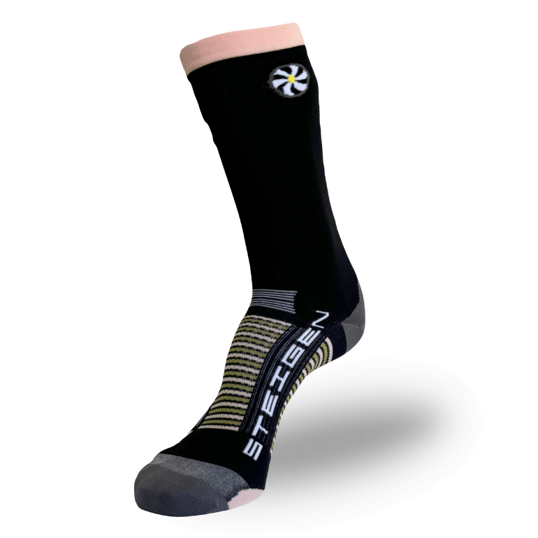 Black/Peach Running Socks ¾ Length
