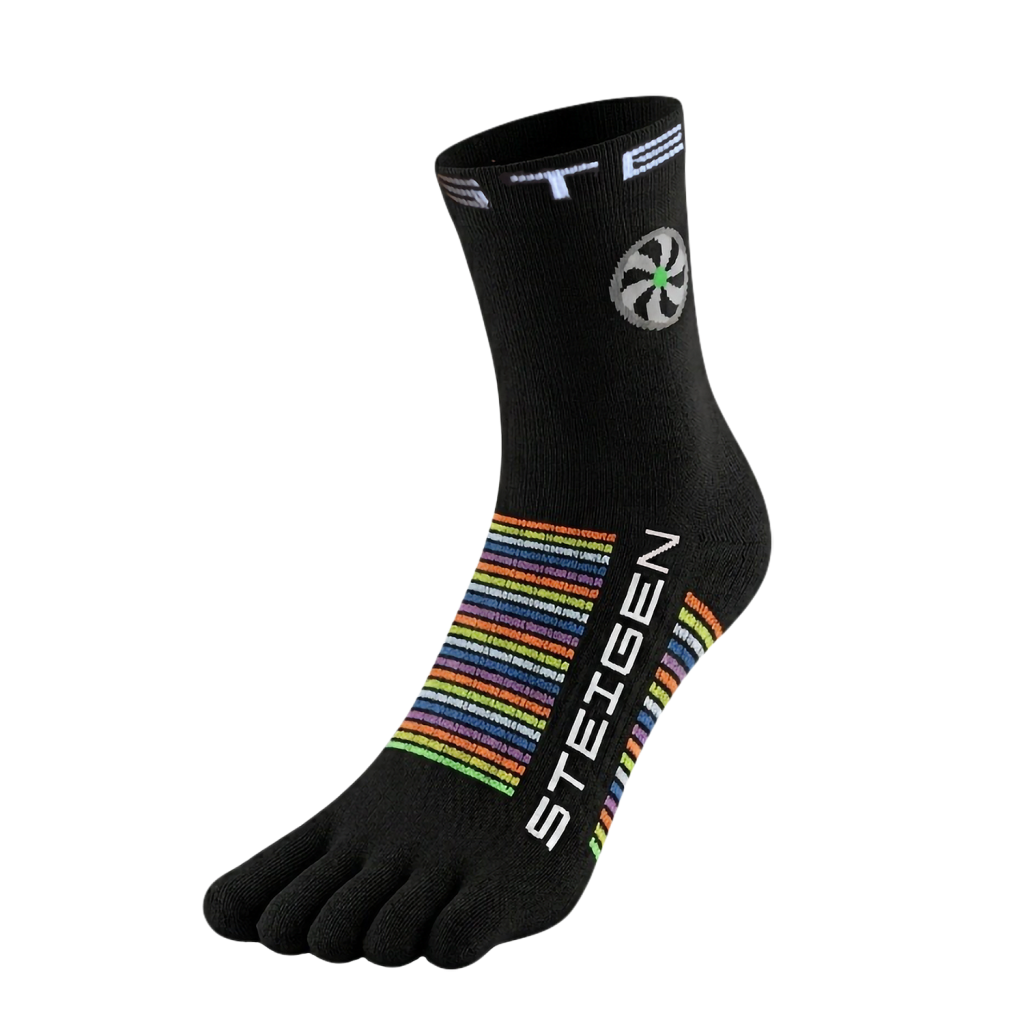 5 Toe Black Running Socks ¼ Length