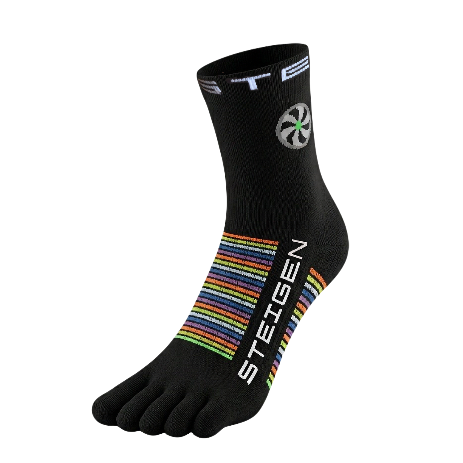 5 Toe Black Running Socks ¼ Length